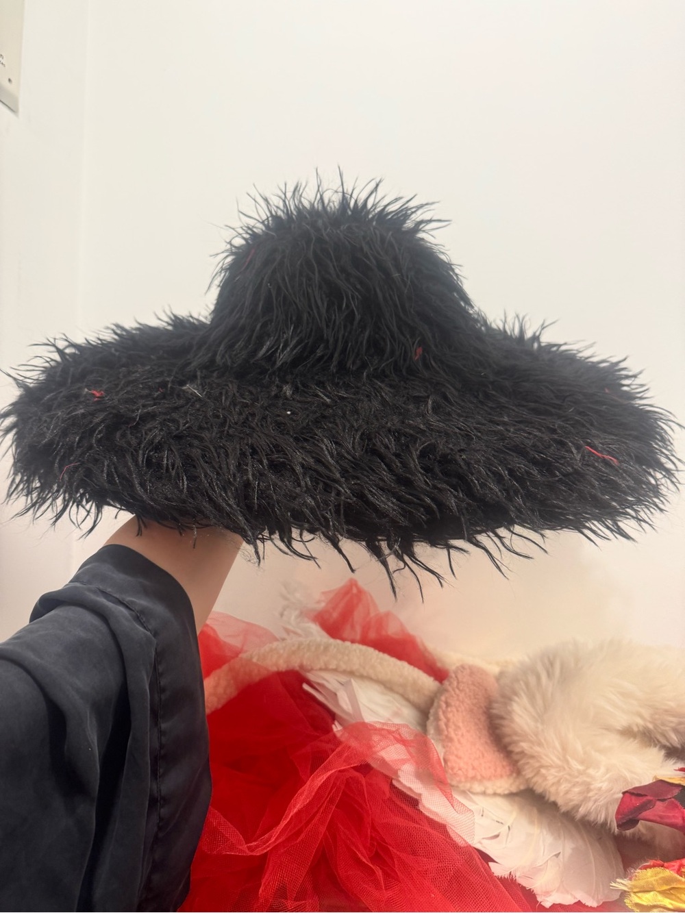 Black Feathered Wide-Brim Hat